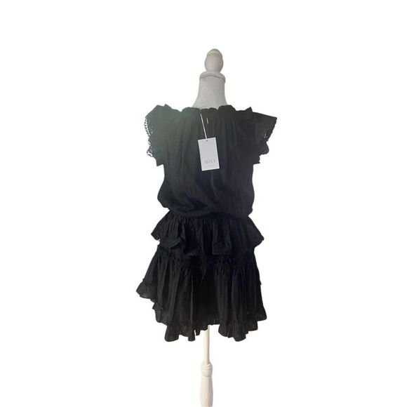 Misa Los Angeles Women's Black Lilian Tie Neck Ruffled Tiered Mini Dress XS NWT - Picture 2 of 7